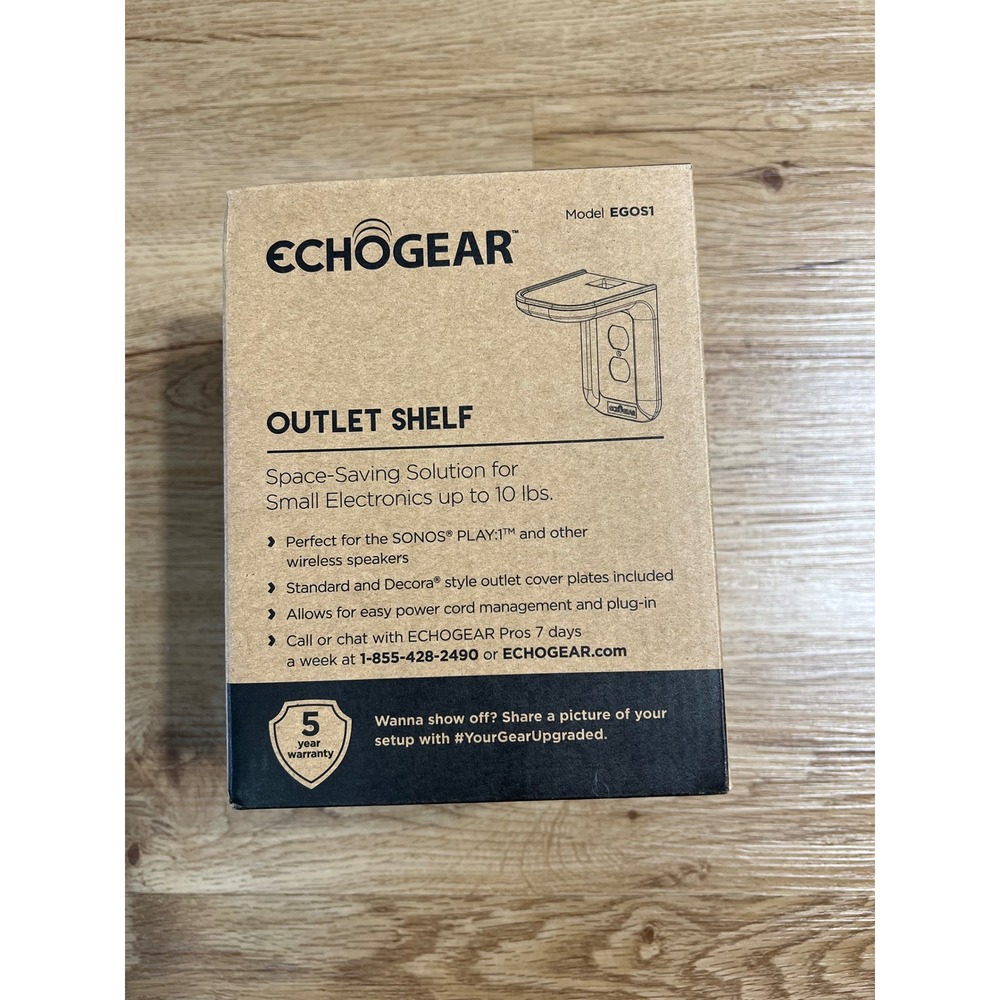 ECHOGEAR EGOS1 Outlet Shelf White Smart Speaker Electronics Mount 10lb Open Box